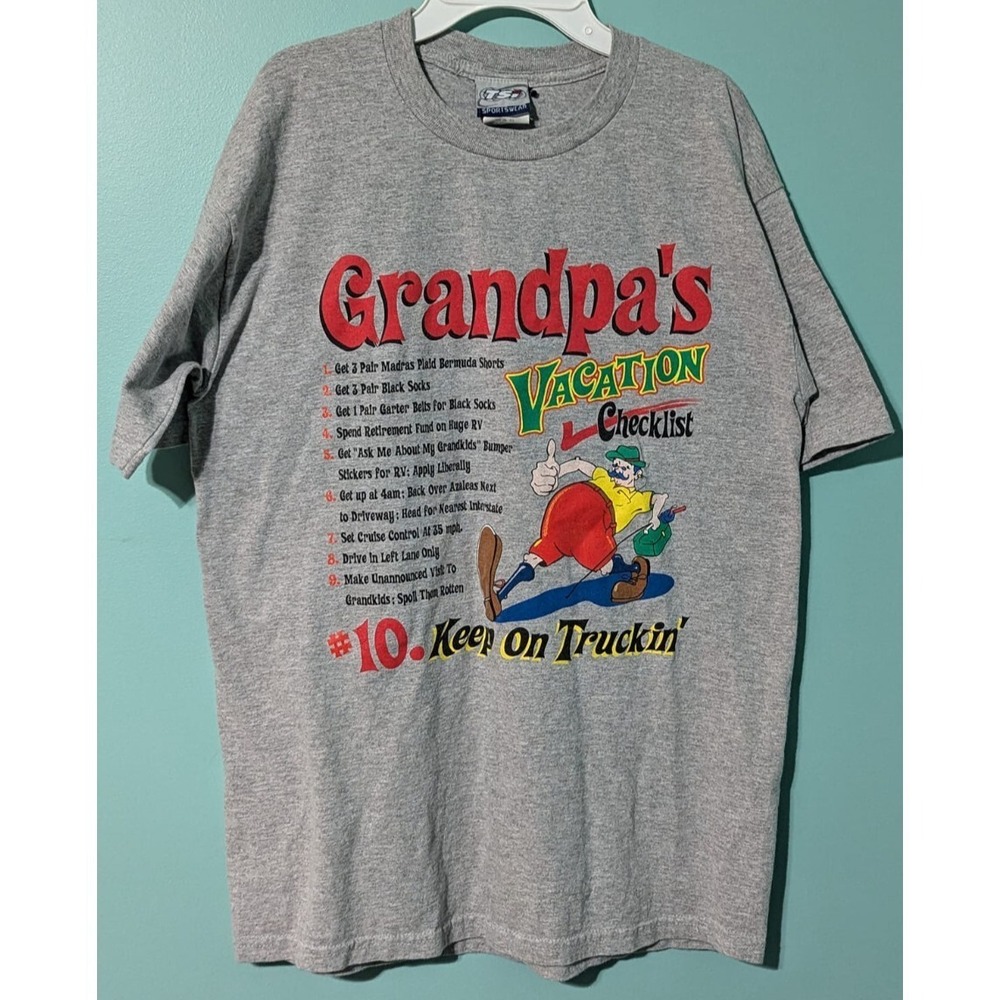 Grandpa's Vacation Checklist T-Shirt Size Medium Vintage